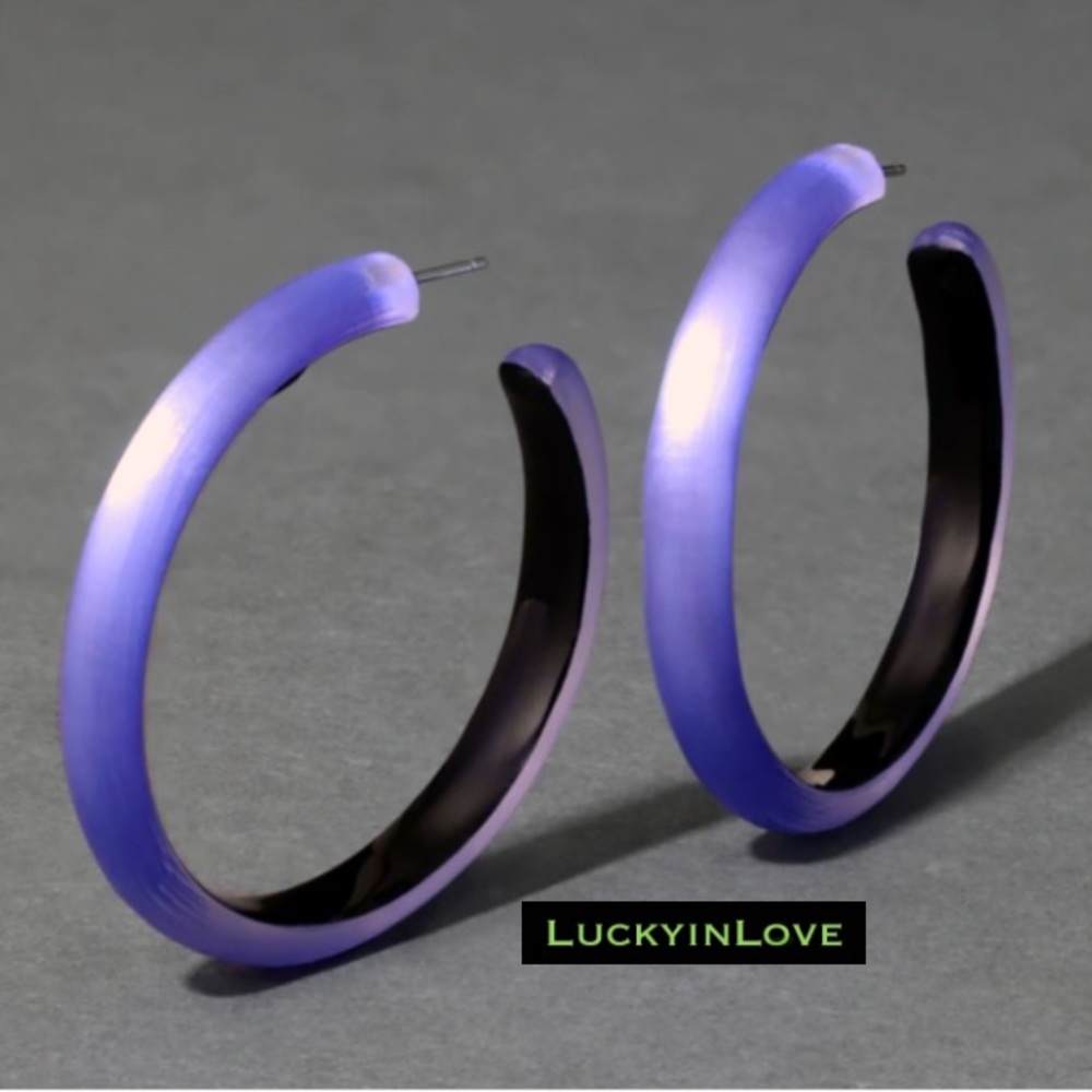 ALEXIS BITTAR • Electric Purple Violet Lucite- Hoop Earrings